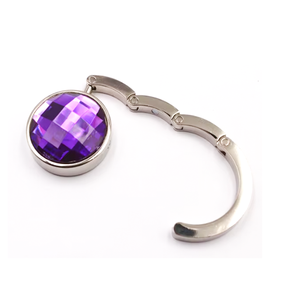 Porta gancio per borsa portatile di alta qualità con gancio in metallo diamantato viola di cristallo - Product Image 1