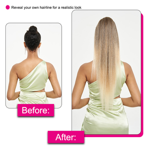 Julianna – Extensions synthétiques Yaki longues à cordon <span class=keywords><strong>de</strong></span> serrage pour femmes noires, postiches blondes personnalisées à l'arrière et <span class=keywords><strong>queue</strong></span> <span class=keywords><strong>de</strong></span> <span class=keywords><strong>cheval</strong></span> à encliqueter - Product Image 6