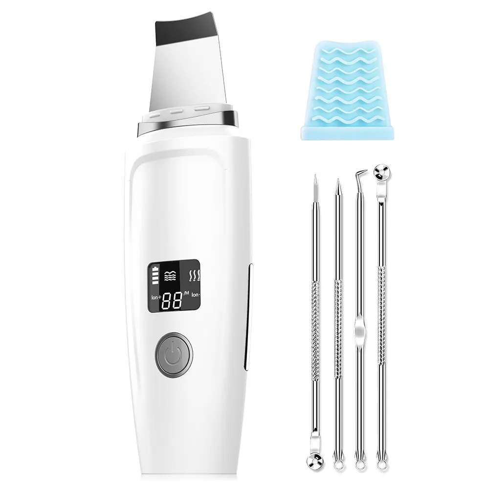 Nova Chegada Display LED Cravo Removedor Poros Limpador Rosto Espátula Ultrasonic Skin Scrubber