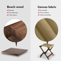 Chaise pliante portable moderne KingGear pour l'extérieur, tabouret pliable en bois de hêtre et toile, facile à transporter, pour la pêche et l'ameublement extérieur