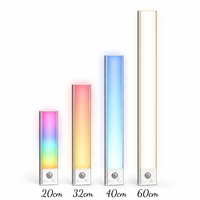 Barre lumineuse LED sous-armoire rechargeable magnétique à détecteur de mouvement RGB multicolore 40 cm pour armoire, placard, étagère