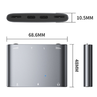 Station d'accueil USB-C BOYI avec protection OTP, contrôle du volume et chargement pour téléphone portable et tablette, adaptateur de diffusion en direct