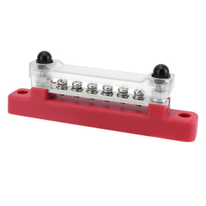 Barra de distribución de 6 vías, 150A, alta corriente, para vehículos marinos, yates, barcos, camiones, 12-48V, par rojo y negro con tornillos - Product Image 4