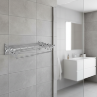 Étagères de salle de bain pliables résistantes à la rouille, en acier inoxydable 201, montage mural, séchoir à linge rétractable, porte-serviettes réglable