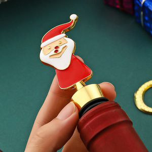 Christmas Santa Claus Bottle Stopper Zinc Alloy Gold And Silver For <b>Wine</b> Sealing Holiday Party Gift - Product Image 2