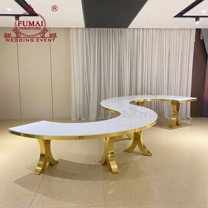Table d'hôtel FUMAI FURNITURE, design moderne en forme d'œil, plateau en MDF, structure en métal doré, design contemporain, mobilier durable. - Product Image 6