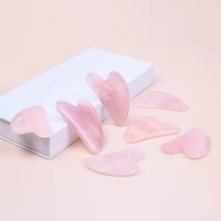 Quartz Rose Naturel Gua Sha Visage Soins de La Peau Outil De Beauté Cristal Rose Pierre De Jade Guacha Conseil Logo Personnalisé Visage Guasha Masseur