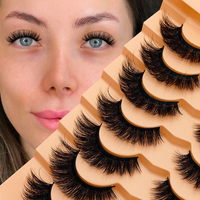 7 paires Europe naturel Faux cils de vison paquet personnalisé cils végétaliens en gros