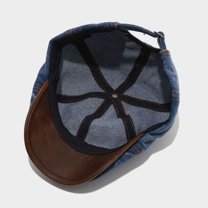 Nouvelle Arrivée 2025 – Casquette Gavroche en Jean Délavé Tendance pour Femme et Homme, Chapeau Béret Rétro Décontracté d'Extérieur avec Visière en Cuir PU - Product Image 5