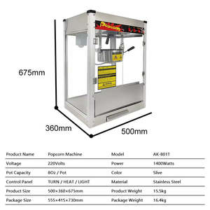Nouveau <span class=keywords><strong>prix</strong></span> d'usine, machine à popcorn électrique automatique en acier inoxydable, chariot de vente ambulante, haute productivité, 1400W - Product Image 4