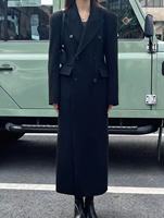 Manteau sablier pour femme en noir Style Han Suxi costume en laine double face d'inspiration coréenne avec taille serrée vêtements d'hiver longs