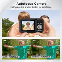 Cámara Digital 4K 64MP con Autoenfoque, Pantalla de 2.8'', Plástico Compacto, para Vlogging, Batería de 1200 mAh, MicroSD de 32GB, CMOS, Gran Angular de 90°, para Niños