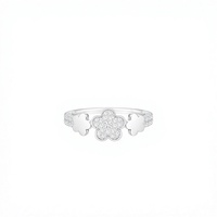 Bague Fleur en Argent Sterling 925 avec Pierre Naturelle, Sertissage à Griffes, Style Tendance, Chrétienne, Unisexe, Usage Quotidien