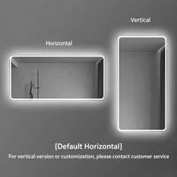 Cermin LED Pintar Salon Hotel dengan Sensor Gerak Komersial, Terpasang di Dinding, Anti-Kabut, Pengatur Cahaya Sentuh, Tampilan Waktu, IP44, ETL, CE, OEM
