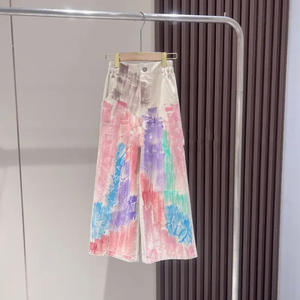 เซ็ตเสื้อผ้าสำหรับวัยรุ่นผู้หญิง2ชิ้นเสื้อยืดมีฮู้ดเปิดไหล่และกางเกงขายาวลายพิมพ์สีพื้น - Product Image 5