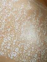 Tissu en dentelle brodée à sequins 3D pour robe de mariée, accessoires de bricolage