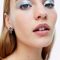Boucles d'oreilles clous tendance en argent sterling 925 QX, motif araignée noire et rouge, zircon, collection Halloween, bijoux pour femme