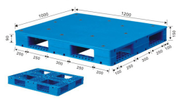 1200x1000x150mm Euro <strong>Pallet</strong> HDPE Industrial 4-Way Entry Nestable Six Runner Plastic <strong>Pallet</strong> with 6kg Steel <strong>Bars</strong> - Product Image 3