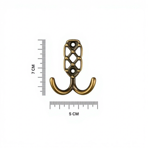 Vintage Brass Wall <b>Hook</b> Double <b>Hook</b> Rust Resistant Solid Zinc Bathroom Coat <b>Hook</b> - Product Image 4