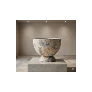 Pot de fleurs commercial en fibre de verre durable avec socle en marbre, prêt à être expédié, pour jardin extérieur et patio - Product Image 1