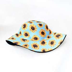 Wholesale Breathable Sun Protection Reversible Custom Printed Sunflower Fisherman <b>Bucket</b> <b>Hat</b> - Product Image 3