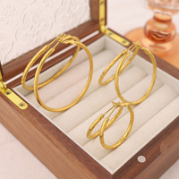 Boucles d'oreilles créoles en acier inoxydable plaqué or 18 carats pour femme, motif bambou, cercle épais doré, style rétro, cadeau de fête, vente en gros, OEM