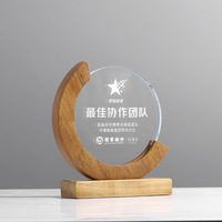 Trophée de Cristal Rond en Bois pour Cadeau Souvenir d'Usine en Gros, Plaque de Récompense par Sublimation MH-NJ00684
