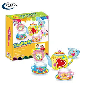 Bambini giocano casa giocattolo giocattolo educativo creativo disegno Tea Party Set pittura fai da te giocattolo tazza da tè in ceramica Set