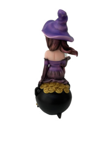 ฟิกเกอร์เรซิ่นรูปแม่มดที่สวยงามพร้อมลูกบอลแก้วสำหรับนั่งบนเหรียญ - Product Image 5