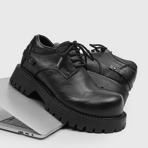 Chaussures en cuir véritable pour hommes, style britannique, tendance, formelles, à lacets, bout pointu, Derby, mariage, automne, motif uni, confort - Product Image 6