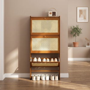 Étagère à chaussures en bois moderne avec 3 niveaux, design gain de place pour l'entrée, meuble de style scandinave - Product Image 2