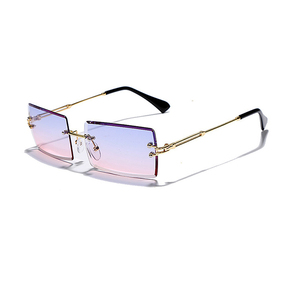 Gafas de sol rectangulares sin marco para hombre y mujer, anteojos de sol de diseñador, a la moda, con espejo - Product Image 3