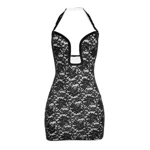 Viviblook C26DS035 Women Summer Casual Dresses New Low Neck Sexy <b>Lace</b> Halter Mini Bodycon Dress for Ladies - Product Image 4