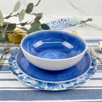 Ensemble de vaisselle nordique assiettes milamine dîner en mélamine vaisselle bleu marine en mélamine de luxe de qualité supérieure