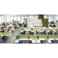 Station de travail modulaire ouverte Table de travail ergonomique et convertible MFC Office Staff pour 6 personnes