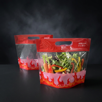 Voedselveilige plastic zakken met ritssluiting, handvat en perforaties voor gekookt voedsel, ventilerende verpakkingen met ademende gaten, vochtbestendig voor melk.
