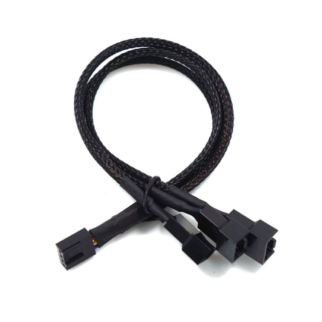 PC Fan 4Pin Extension Cable 1 to 3 PWM Fan Splitter Cable PC Case Fan Adapter Cable 27cm