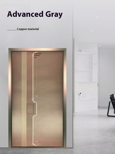 La <span class=keywords><strong>rencontre</strong></span> de la porte en cuivre minimaliste à la main en métal forgeage ciseau processus Villa ménage porte d'entrée antivol - Product Image 4