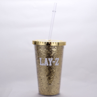 Gobelet en plastique 16oz réutilisable à double paroi avec logo personnalisé vente en gros tasse à café de voyage en acrylique transparent avec paille