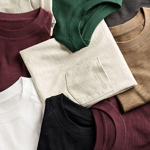 310gsm transpirable camiseta de gran tamaño Slub algodón de los hombres, cuello redondo de color sólido - Product Image 4