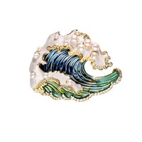 Broche XILIANGFEIZI originale, souvenir de voyage, design créatif de luxe, cuivre, zircon, perle d'eau douce, micro-incrustation ondulée, pour femmes
