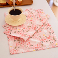 Set de table en tissu tissé 100 % coton double couche, motif géométrique rose mignon, antidérapant, lavable, résistant à la chaleur, pour la salle à manger et la maison
