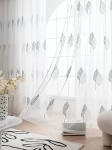 1PC White Voile <b>Curtain</b>,Woven 100% Polyester Embroidery Sheer <b>Curtain</b> for the Living Room - Product Image 1