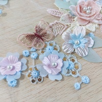Patch brodé 3D en sequins et perles, motif fleur et papillon, à coudre, en dentelle, pour la décoration de vêtements et accessoires vestimentaires