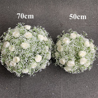 Boule de fleurs artificielles rose poudré Gypsophile et Gladiolus, centre de table et chemin de table, en soie, fabriquée à la main pour événements et fêtes
