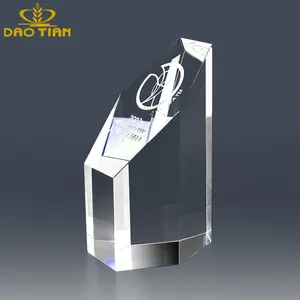 DT-R105B trophée en cristal de colonne à six faces de haut niveau récompense k9 blanc pour la gravure laser 3d pour cadeau souvenir de sport