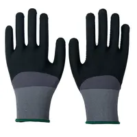 15G Grey Nylon Liner mit schwarzem Mikros chaum Nitril beschichtete Arbeits handschuhe mit offenem Rücken und Punkten auf der Handfläche