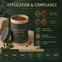 Emballage personnalisé en tube de papier kraft enroulé en spirale de qualité alimentaire pour café, thé, cacao, sucre, bonbons, gâteaux – OEM/ODM certifié