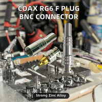 Connecteur BNC Mâle à Compression RG6 Fangbei sans Soudure 12V 1P pour Câble RF, en Alliage Cuivre-Zinc Nickelé pour CCTV RG58