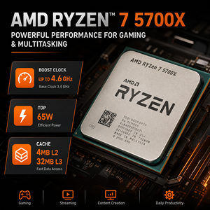 Venta al por Mayor de Procesadores <span class=keywords><strong>AMD</strong></span> <span class=keywords><strong>Ryzen</strong></span> <span class=keywords><strong>7</strong></span> <span class=keywords><strong>5700X</strong></span> AM4 8C16T para PC de Escritorio, CPU Zen3 para Juegos, Componentes de Computación para Juegos en Stock - Product Image 4